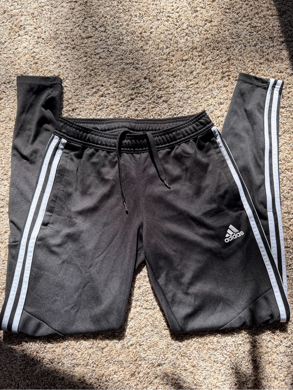 ADIDAS SOCCER PANTS Black Track Pants with White Three-Stripes